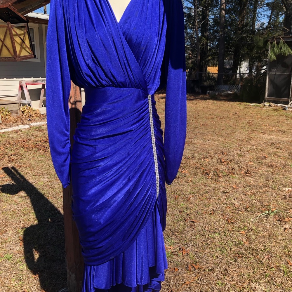 Alluring Susan Roselli Vijack Gown Purple Diamond Like Trim S5/6 Ruched